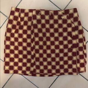 Urban Outfitters Red and Cream Mini Pencil Skirt
